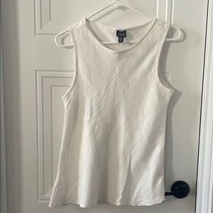 Eileen Fisher White Linen Blend Sleeveless Tank Top